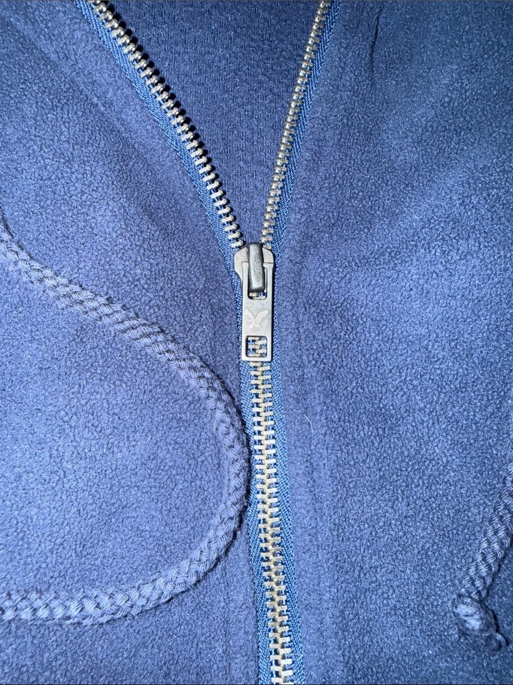 American Eagle Outfitters Navy Blue Fleece Zip Hoodie